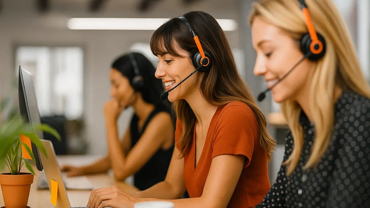 Freundliche Callcenter-Mitarbeiterinnen